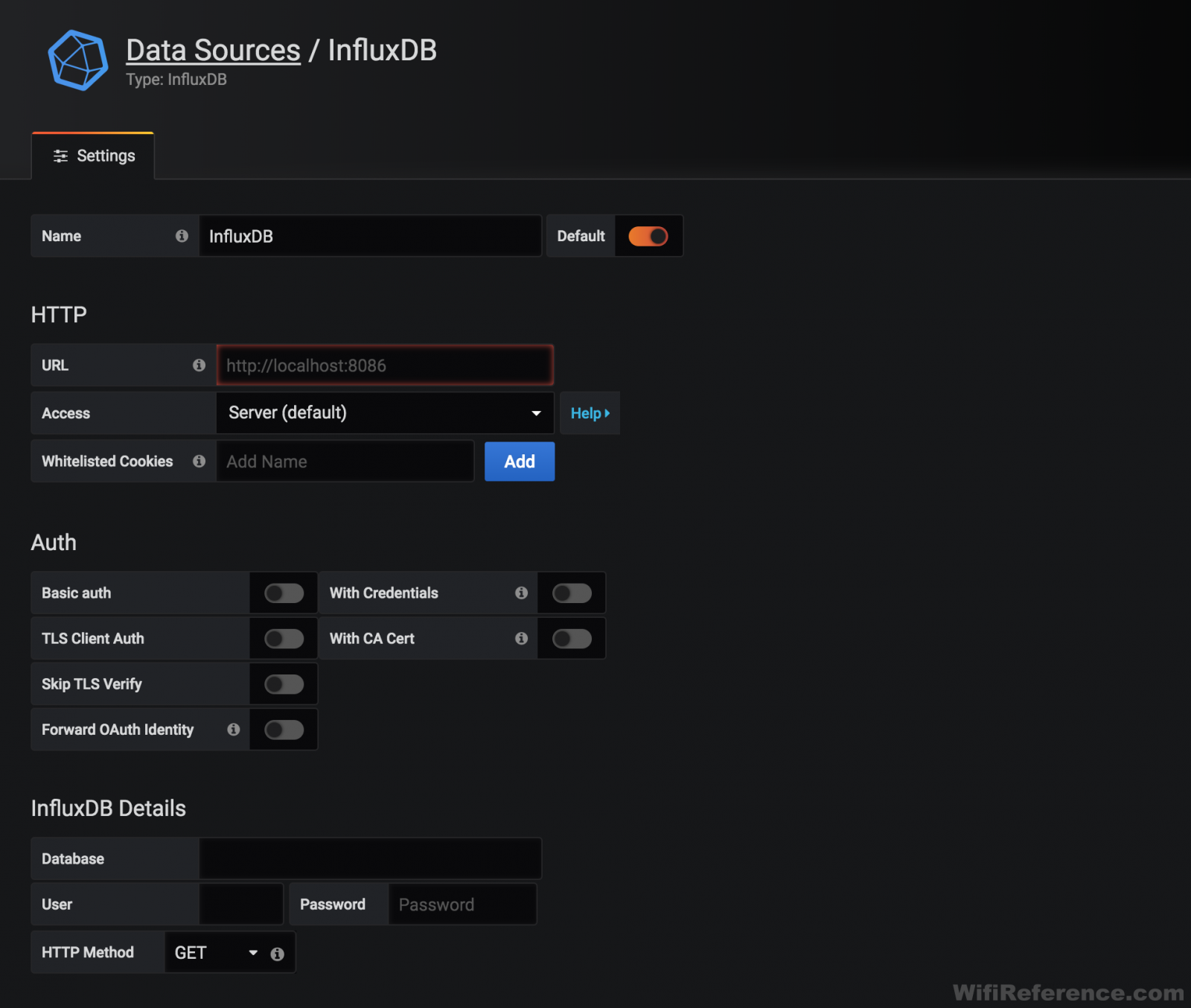 Grafana InfluxDB setup