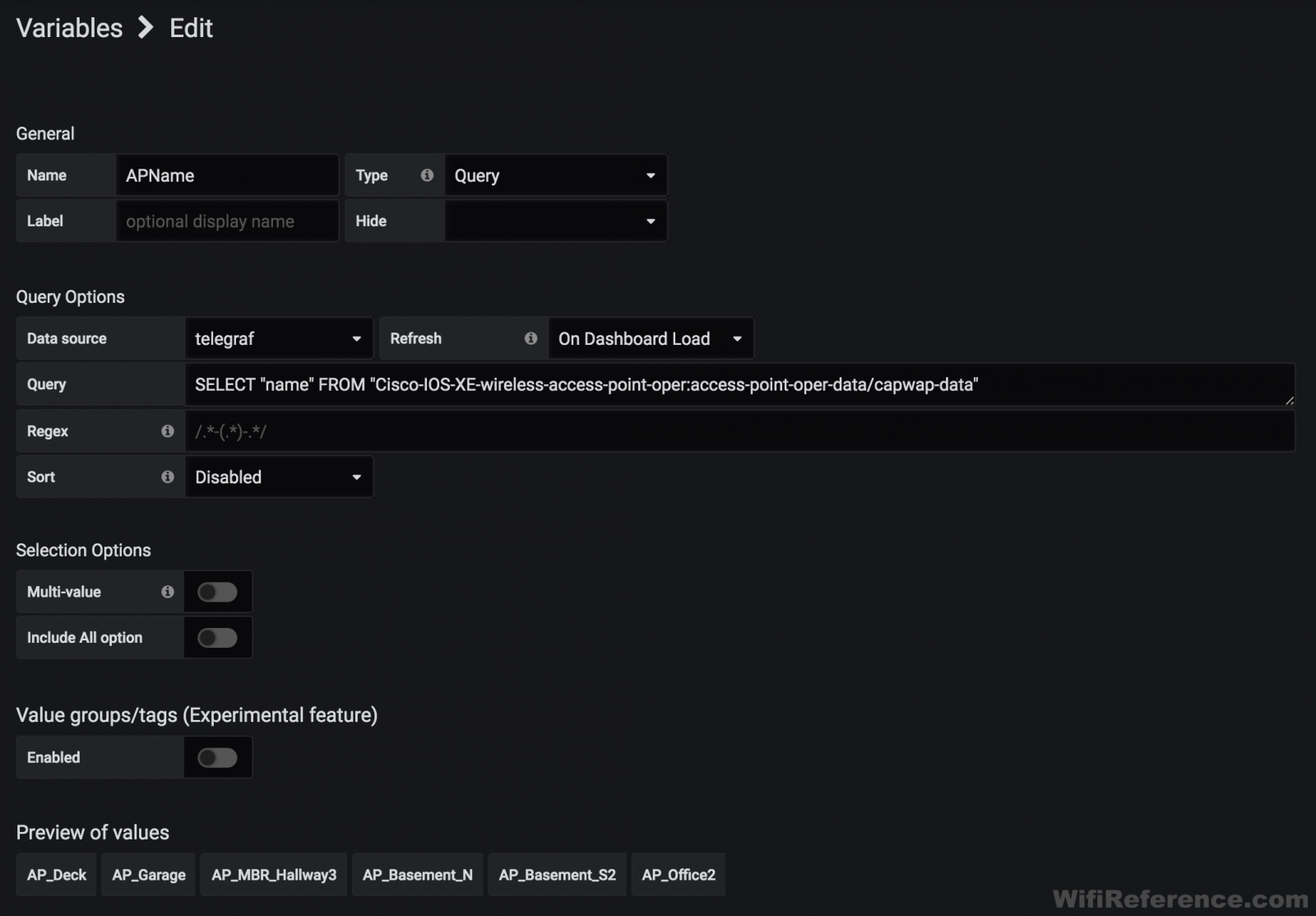 Grafana variable config 2