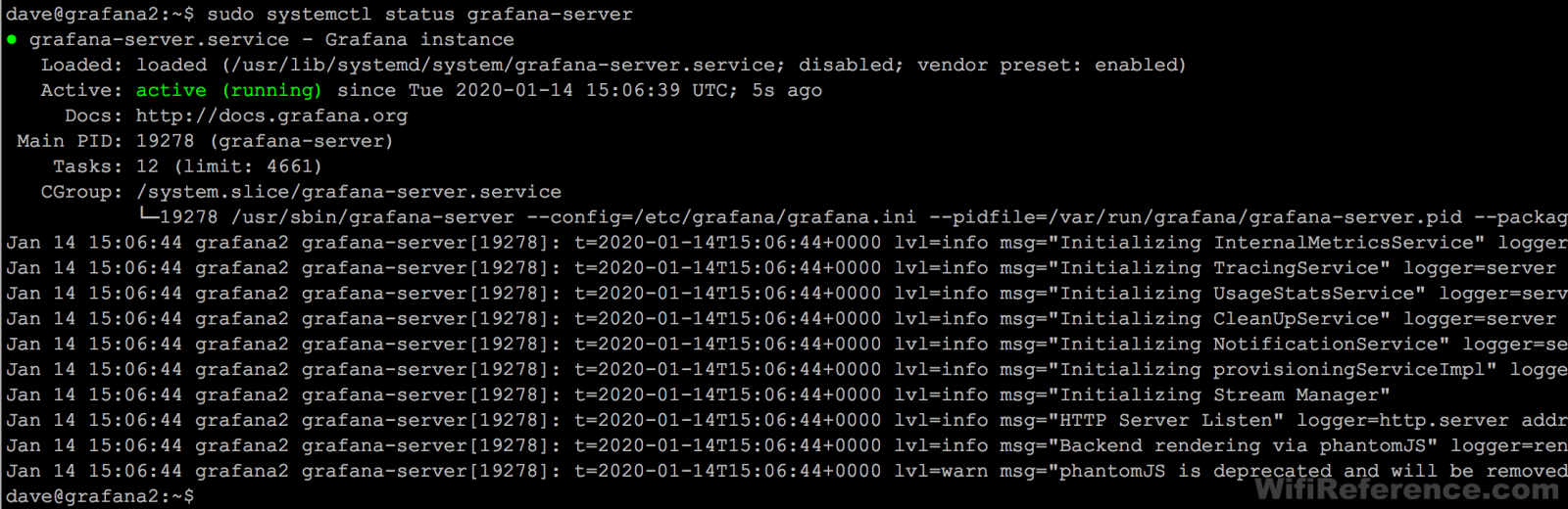 Check Grafana status