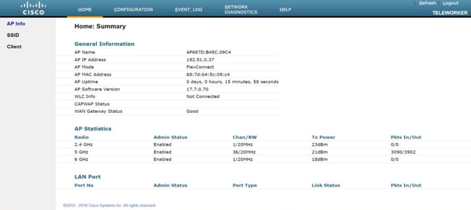 Cisco Catalyst 9136 site survey mode